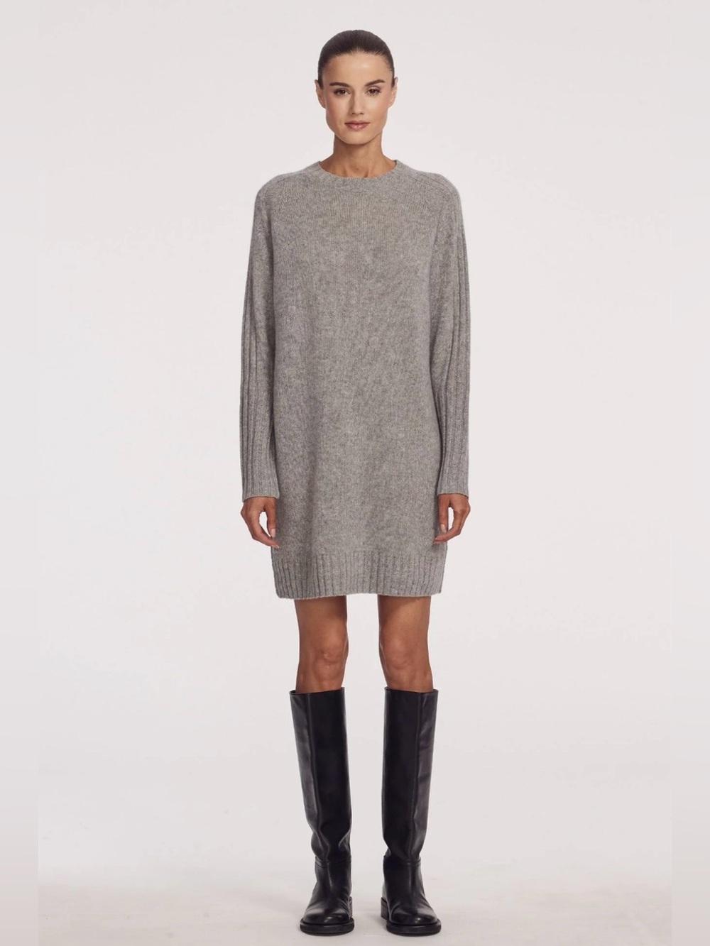 360 Cashmere Adela Cashmere Dress in Mid Heather Grey